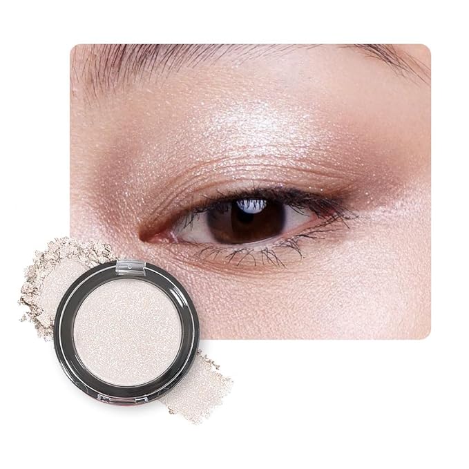 Ice White Diamond Glitter Eyeshadow – Pearlescent Shimmer Highlight Eye Shadow, Waterproof Long-Lasting Smooth Sparkle Formula for Inner Corner, Daily Natural Looks,Paleta de Sombras de Ojos