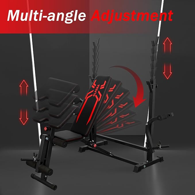 6-in-1 880lbs Weight Bench Set with Squat Rack