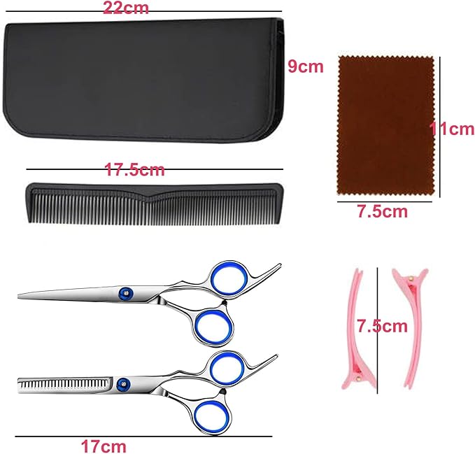 Hair Cutting Scissors Hair Thinning Texturizing Shears Hairdressing Shears With Detachable Finger Ring for Barber/Men/Women/Salon&Home (Blue)