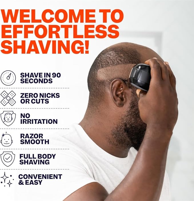 Freebird FlexSeries Electric Head & Body Hair Shaver, Mens Cordless Rechargeable Wet & Dry Skull, Bald Head, Back, Groin Waterproof Razor (FlexSeries, Shaver Kit with One Blade Refill)