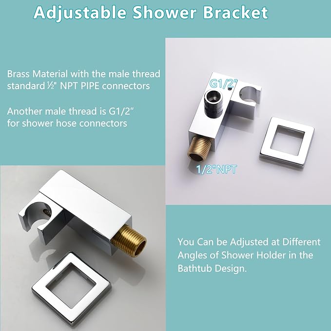 HONGTONGSOWER Bathroom Rainfall Shower System Wall Mount 8 Inch Shower Head With Handled Spray 6 Pcs jets Temperature Display Shower Faucet Set (Chrome)