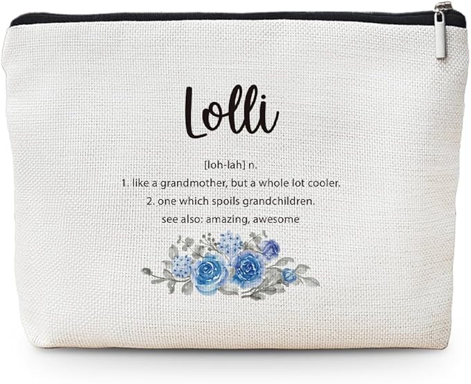 MOTERMATE Lolli Gifts Makeup Bag, Best Lolli Gifts for Christmas from Grandkids Cosmetic Bag for Women, Grandma Gift from Granddaughter Grandson Toiletry Bags Zipper Makeup Pouch
