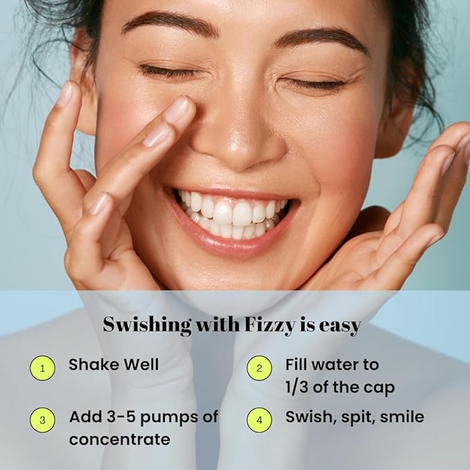 Fizzy Mouthwash Concentrate | Remineralizing Enamel Repair, Nano Hydroxyapatite | 20X Concentrated Travel Size | No Fluoride, Alcohol, Dye | Xylitol, Dry Mouth | Kids & Adults | Rose Lychee