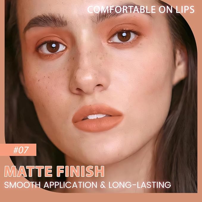 evpct 1Pcs Natural Orange Matte Long Lasting Lip Liner Pencils Makeup for Shaping & Sculpting Lips, No Transfer Long Wear Waterproof Pigmented Lip Liner lipliners Crayon Lipstick Pencil Sharpener 07