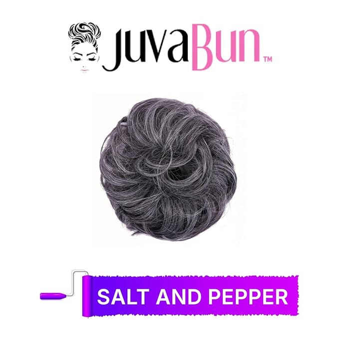Juvabun Messy Bun 2.0 Salt and Pepper Messy Bun Hair Extension Natural Look Hair Bun Scrunchie for Women Hairstyles