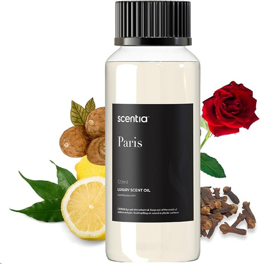 Scentia Fragrance Oil Inspired by The Hotel Costes - 120 mL 4.06 fl oz - Refill Diffuser Oil Blend Rose, Clove & Sandalwood Notes for Aromatherapy Diffusers - Paris, Thanksgiving Gift