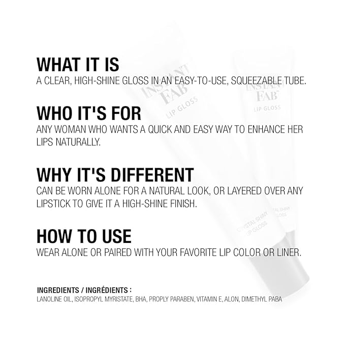 STUDIO LIMITED Instant Fab Crystal Shiny Clear Lip Gloss Long Lasting Ultra Hydrating Plumping Lip Gloss for women girls Value Pack 14ml/ 0.47oz (Clear, 3 Pcs)