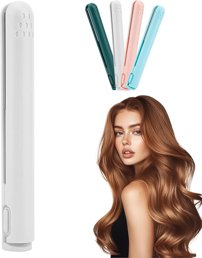 Dualglam Mini Dual-Purpose Curling Iron, 2025 New 2 in 1 Mini Curling Wand & Flat Iron Hair Straightener, Dual Glam Curling for Women for All Hair Types (White)