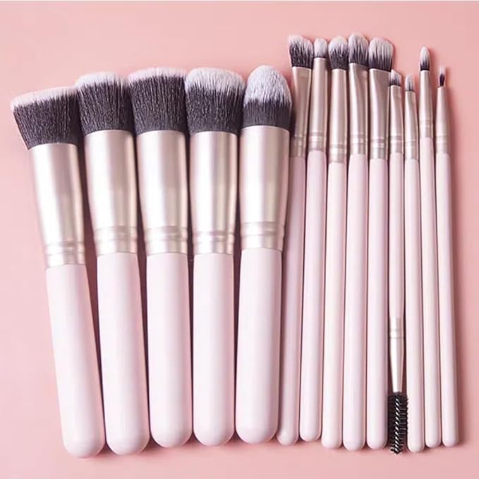 Zaritaffy 25Pcs Makeup Brush Sets with Wristbands and Headband, Including 14Pcs Makeup Brushes, 3Pcs Blender Sponge, 4Pcs Powder Puffs, Multi-functional Makeup Tool Set for Women and Girls (Pink)