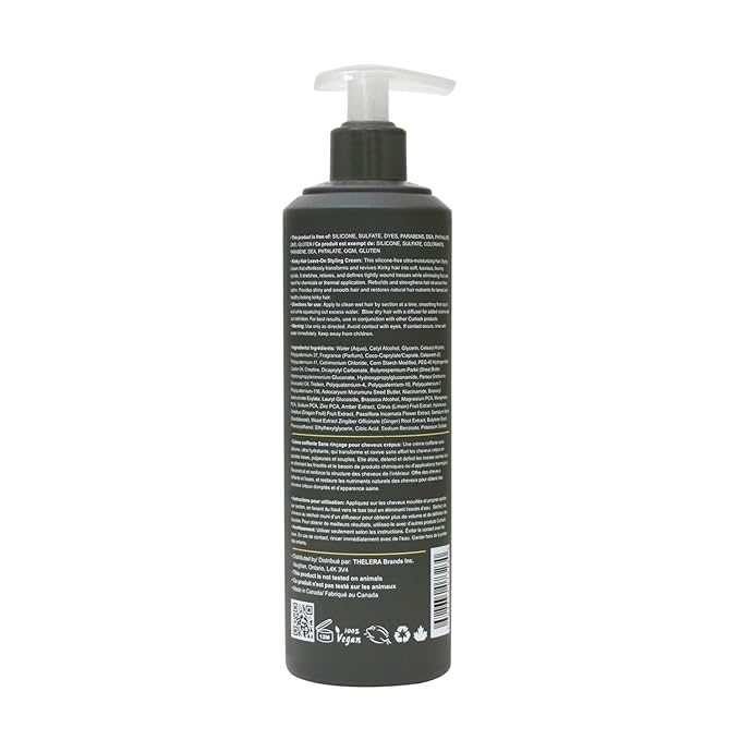 CURLOOK Kinky-Coily Hair Leave-in Styling Cream for Men | Silicone-free | Transforms and revives Kinky hair into soft, luscious and bouncy spirals | 400ml | Made in Canada