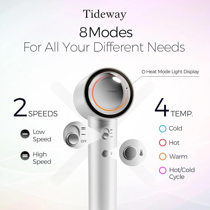 Tideway Hair Dryer Professional High-Speed Ionic Blow Dryer 110,000 RPM, Compact Hair Dryer with Magnetic Diffuser, Fast Drying with Brushless Motor Low Noise Smart Temperature Control-H11