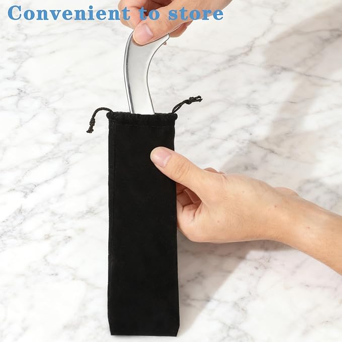 Stainless Steel Gua Sha Tools for Whole Body Muscle Scraper Tools Heavy-Duty Metal Scraping Tool for Pain Relief Deep Tissue Soft Tissue Fascia Massage Tool with Storage Bag, Silver