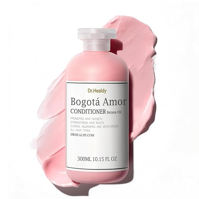 Dr.Healdy Bogota Amor Conditioner - Deep Color Safe Hair Care for Women, Batana Oil, Bonding Repair Dry Extremely Damaged Fine Curly Color Treated Hair Treatment for Men, 10.15 oz Pink - DHBAC