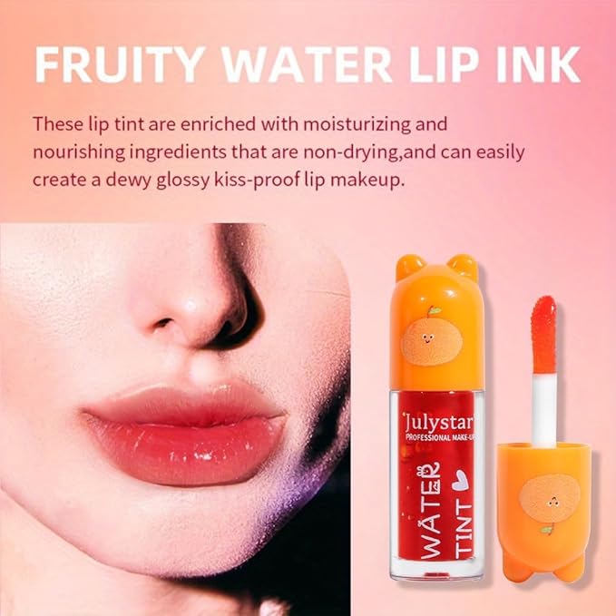 6 Colors Water Based Lip Stain Set，Dyeing Lip Liquid Lip Glaze，Multi-use Korean Moisturizing Velvet Mini Lip Glaze，Vivid Color Lip Stain with Weightless Long lasting Non-Stick Cup Waterproof