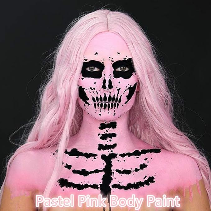 Go Ho Pastel Pink Face Paint Stick(0.85oz),Water Based Cream Light Pink Body Paint Washable,Liquid Concealer,Covers Oil-Free,Halloween Cosplay SFX Foundation Makeup