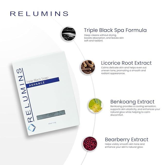 Relumins Professional Spa Formula Triple Action Soap – Gentle Formula with Natural Plant Extracts for Normal & Sensitive Skin, 135g x 5 Bars