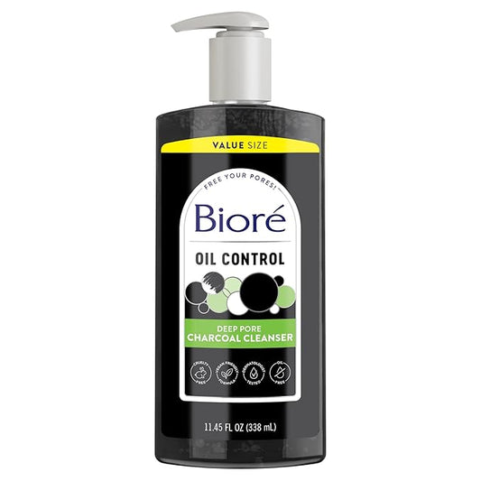 Bioré Deep Pore Charcoal Face Wash, Daily Facial Cleanser for Dirt & Makeup Removal, for Oily Skin, Value Size, 11.45 fl oz