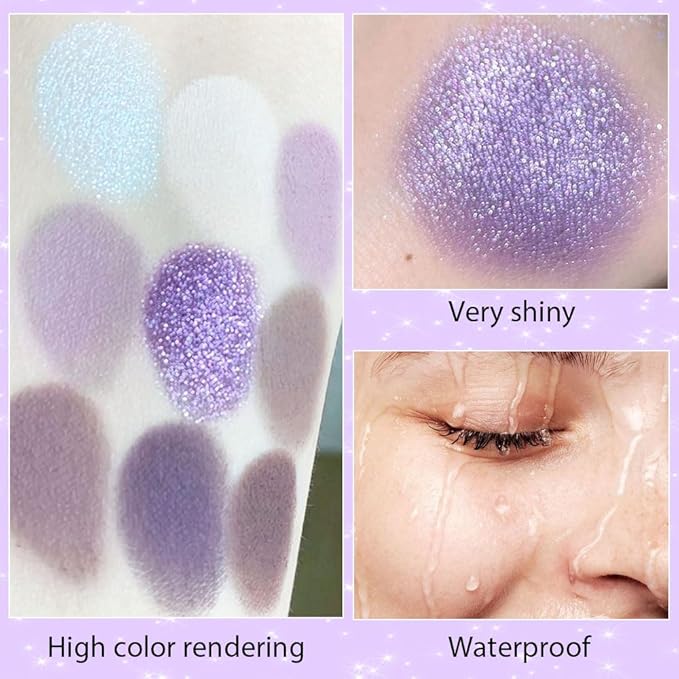 9Colors Eye Shadow Palettes Makeup,Dark Purple Plum Lavender Mauve Black Smoky Eyeshadow Palette for Older Women Natural Powde Eye Shadows Waterproof Long Lasting Naturing-Looking