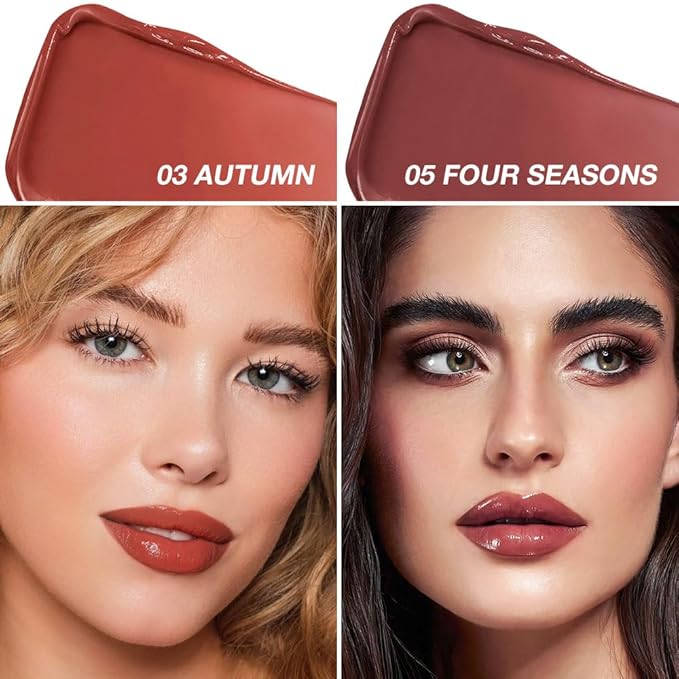 HHLTOH 2Pcs Tinted Lip Balm Moisturizing Lipstick – Warm Orange Brown & Deep Rose Color Bean Paste Sheer Hydrating Lip Color for Dry Lips Nourishing Lip Balm for All Women with a Subtle Natural Scent