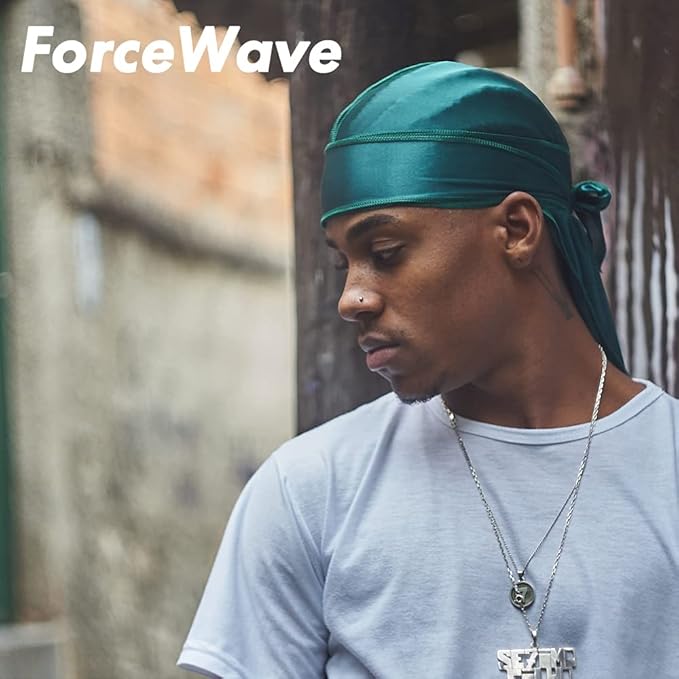 ForceWave Silky Durag for Men Wave Cap Satin Dorag for Men Women 360 Wave