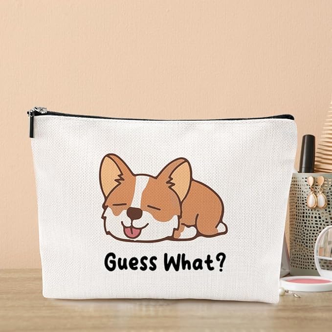 Funny Puppy Makeup Bag Dog Mom Gifts for Women Puppy Dog Supplies Accessories Cute Cosmetic Bag for Women Girls Daughter Animal Puppies Lovers Sister Best Friends Friendship Christmas Birthday Gifts