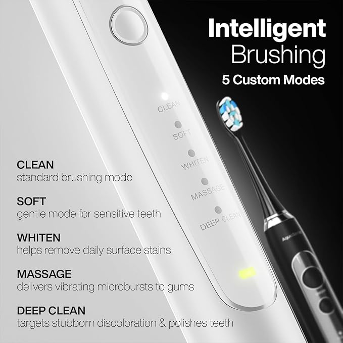 Aquasonic Duo Series PRO UV - ADA Accepted Electric Toothbrushes with UV Sanitizer - Inductive Charging Base - 5 Modes with Smart Timers - 10 Proflex Brush Heads & 2 Travel Cases (Pack of 2)