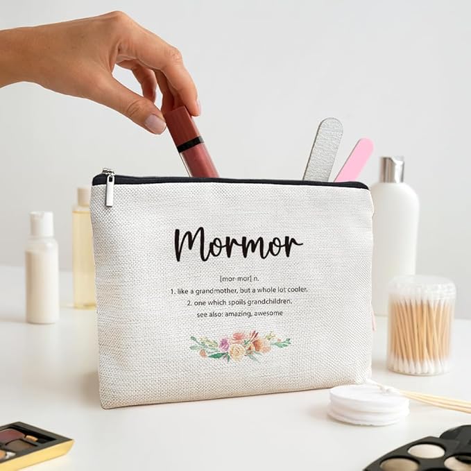 MOTERMATE Mormor Gifts Makeup Bag, Mormor Gifts for Christmas from Grandkids Cosmetic Bag for Women, Best Grandma Gift from Granddaughter Grandson Toiletry Bags Zipper Makeup Pouch