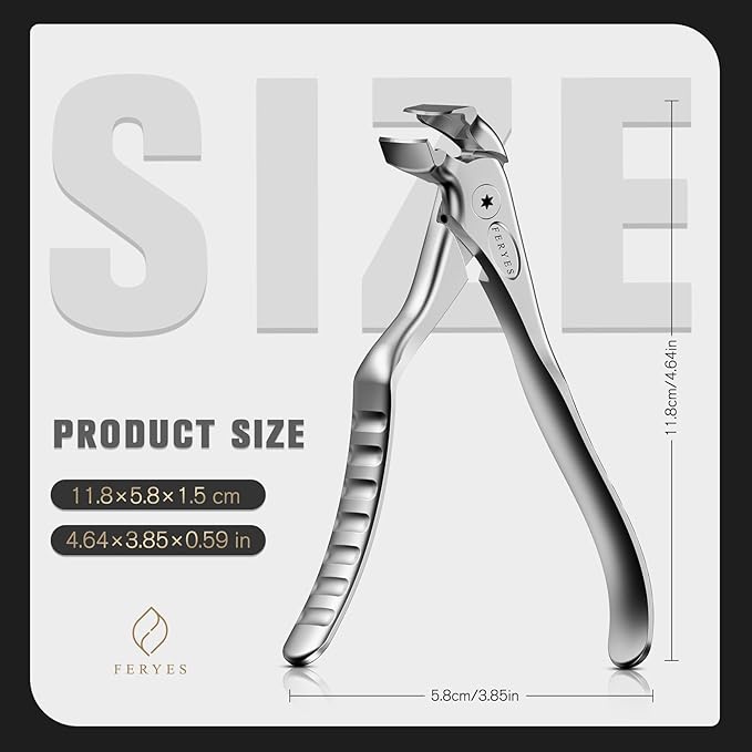 FERYES Ergonomic Non-Slip Long Handle Nail Clippers for Seniors, Unique Angled Head Curve Wide Jaw Opening Toenail Clipper with Catcher for Thick Toenails and Fingernails
