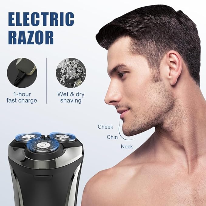 Snapbuy Electric Razor for Men, 2025 New Electric Razor 4D Rotary, Ipx7 Waterproof Electrics Razors, Wet & Dry Rechargeable Electrics Shaver LCD Display (3)