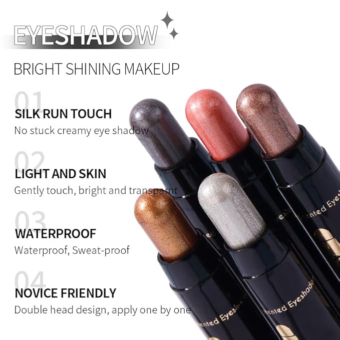 AMG 6Pcs Cream Eyeshadow Brightener Stick Makeup Set, 24HR Wear, Long Lasting, Rich Color,Waterproof Eyeshadow Pencil Crayon，Precise Tip for Easy Application stage makeup Christmas gift