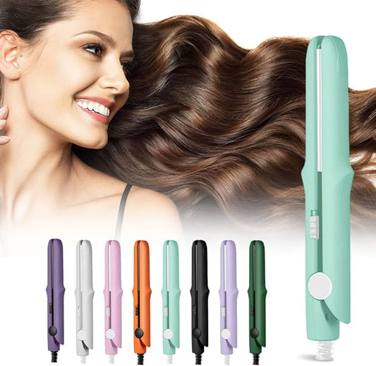 Upgrade 2-in-1 Curling Wand and Flat Iron, New Dual-Purpose Straightener and Curler, Portable Travel Styling Tool for All Hair Types (Light Green)