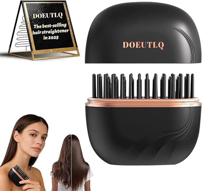 Mini Hair Straightener Portable 2026 Cordless Curling Iron Small Flat Steam Hair Straightener Brush Travel Hot Styling Tools for Women Wireless Tiny Ceramic Hairdressing Comb Size