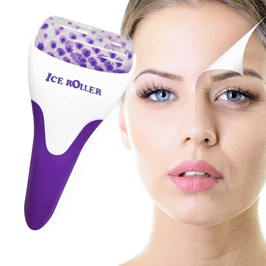 Ice Roller for Face,Cold Facial Massager for Eye Puffiness,Skin Care Tools for Migraine Relief and Blood Circulation (Purple)