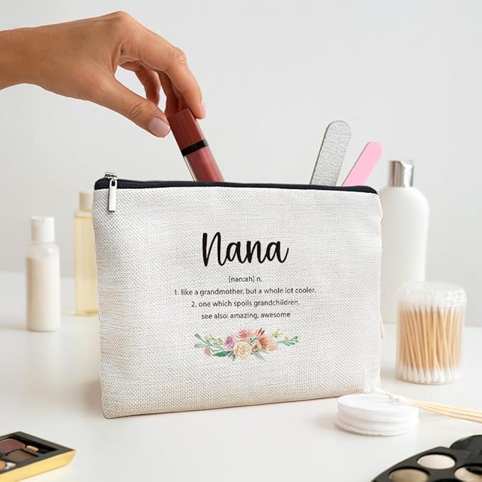 MOTERMATE Nana Gifts Makeup Bag, Best Nana Gifts for Christmas from Grandkids Cosmetic Bag for Women, Grandma Gift from Granddaughter Grandson Toiletry Bags Zipper Makeup Pouch