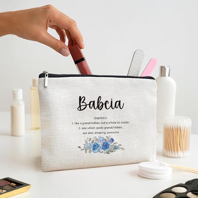 MOTERMATE Babcia Gifts Makeup Bag, Best Babcia Gifts for Christmas from Grandkids Cosmetic Bag for Women, Grandma Gift from Granddaughter Grandson Toiletry Bags Zipper Makeup Pouch