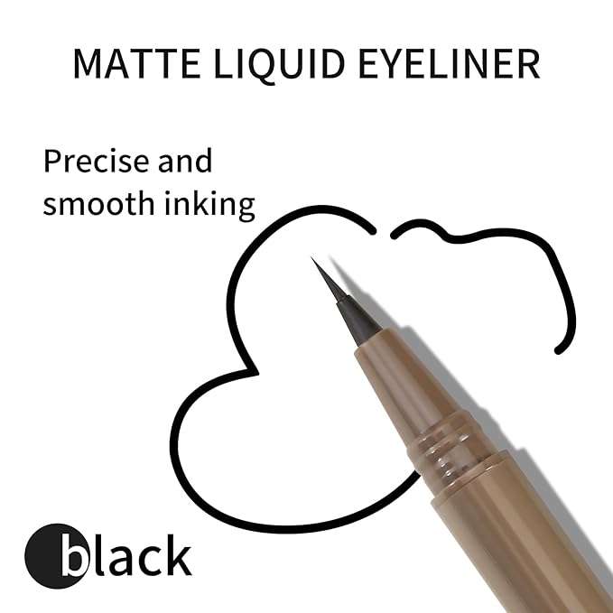 Boobeen 2pcs Eyeliner Liquid Liner, Black Eyeliner Pen Waterproof with Ultra-fine tip, Ink Liner Eye Liner Long Lasting, Quick Drying