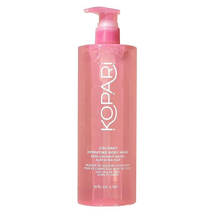 Kopari Jumbo Coconut Hydrating Body Wash with Organic Coconut Water, Sea Kelp and Aloe Vera, Luxurious Gel to Foam, Sweet Coconut & Vanilla, 25 oz