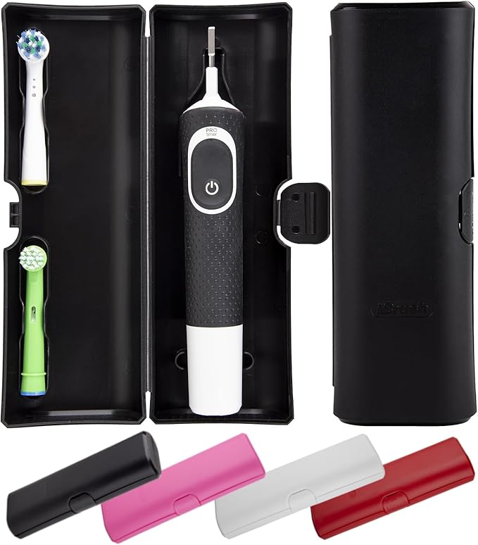 Electric Toothbrush Travel Case Compatible with Oral-B – Compact Hard Shell for Handles up to 20 cm, Protective Toothbrush Holder for Travel & Daily Use (Black)