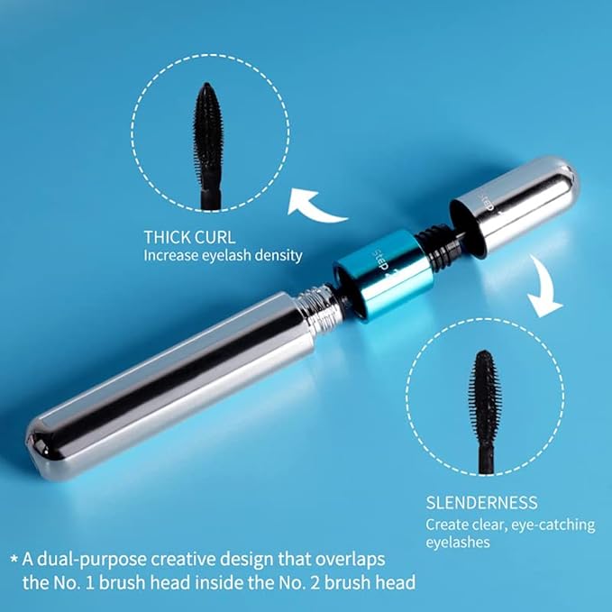 2 in 1 Mascara for VIBELY 5x Longer Waterproof Lash Cosmetics Mascara for Natural Lengthening, Thickening Effect No Clumping