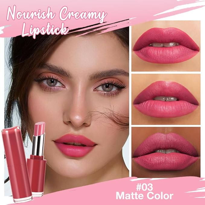 HHLTOH 2Pcs Honey Lipstick Tinted Lip Balm Set - Matte Tint Cream Lipsticks for All Skin Tones,Hydrating Lip Stain,Can be Buildable Nourishing Moisturizing Suitable for Women to Every Day Makeup 02&03