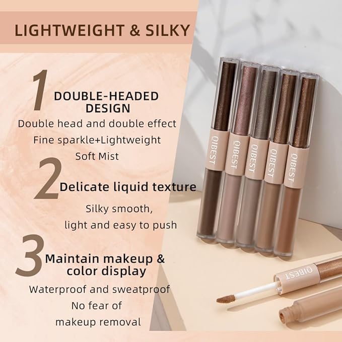 Glitter Matte Eyeshadow liquid Pigments Metals Gloss Sparkling Smokey Eye Looks Shimmer Gloden Brown