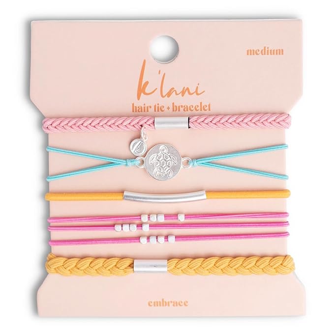 K'lani Hair Tie Bracelets for Women - Elastic Hair Bands That Double as Stylish Jewelry - Embrace - Small