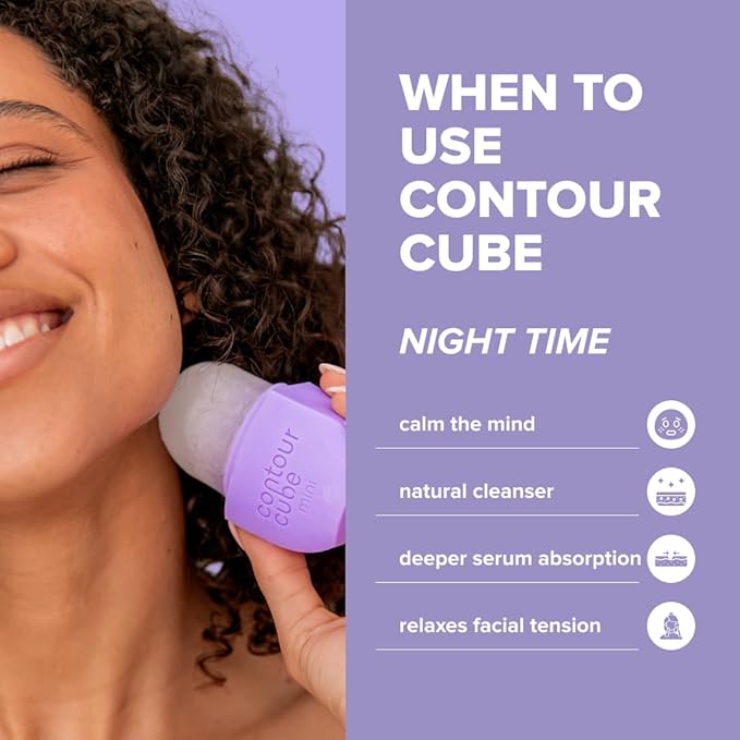 Contour Cube Mini - Revolutionary Ice Roller for Sculpting & De-Puffing - Face Ice Roller & Massager - Ice Mold for Face - Compact Skin Care Tools for Daily Skincare & Travel - Violet