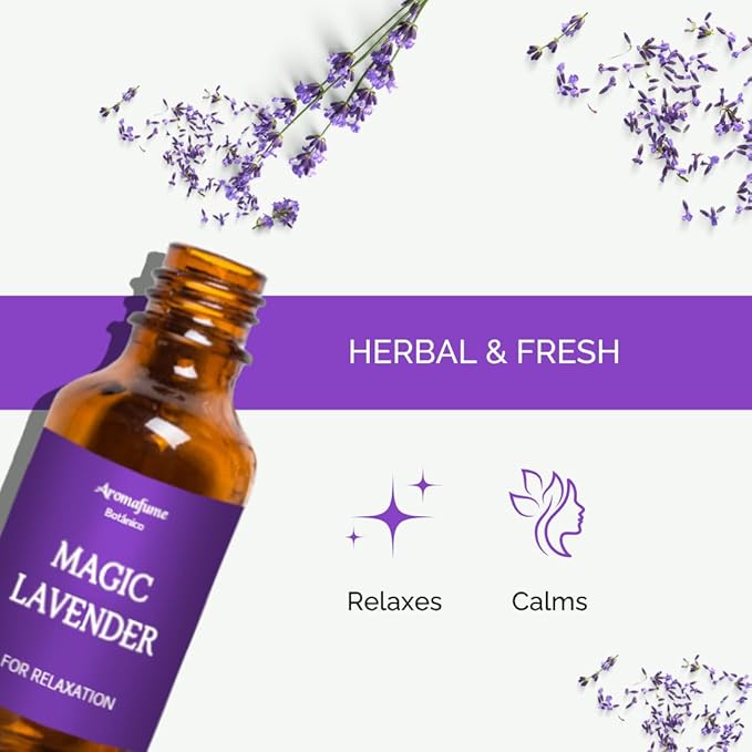 Magic Lavender Essential Oil Diffuser Blend by Aromafume | 1 x 30ml / 1 fl oz | Herbal & Fresh Scent for Relaxation & Meditation Bliss | Calming Aromatherapy Oil | Vegan & Cruelty-Free