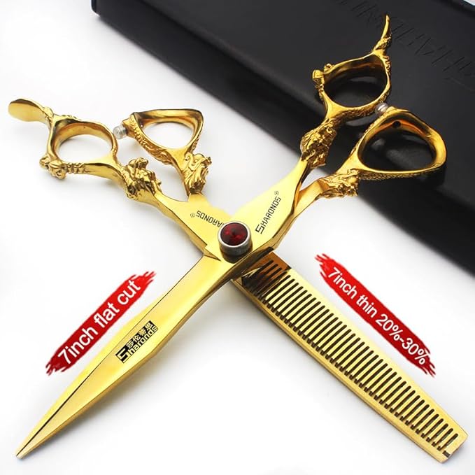 Hairdressing Scissors 6/7/8/9 Professional and Efficient Scissors (7-Inch 2-Piece Set-B)