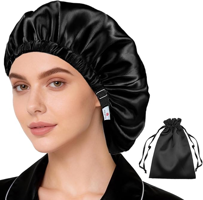 Satin Bonnet 2Pcs Silk Bonnet Hair Bonnets For Sleeping Silky Soft Sleep Cap Womens Night Curly Natural Hair Caps
