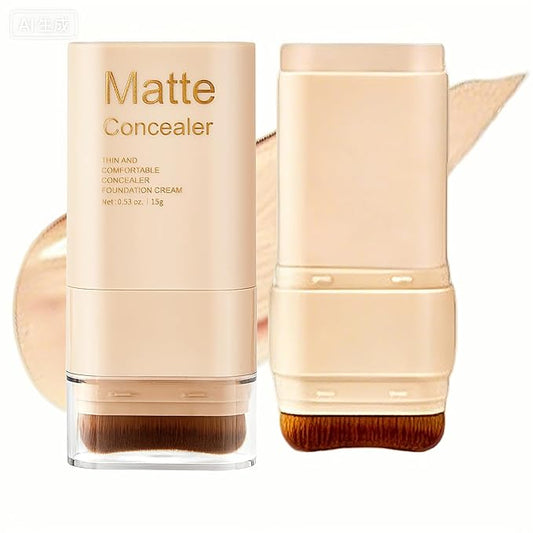 Matte Concealer Foundation Stick with Brush, Serum-Infused Tinted Moisturizer & Skin Tint, Lightweight Hydrating Concealer & Contour, Sheer-to-Medium Radiant Dewy Coverage, All Skin Types (01#)