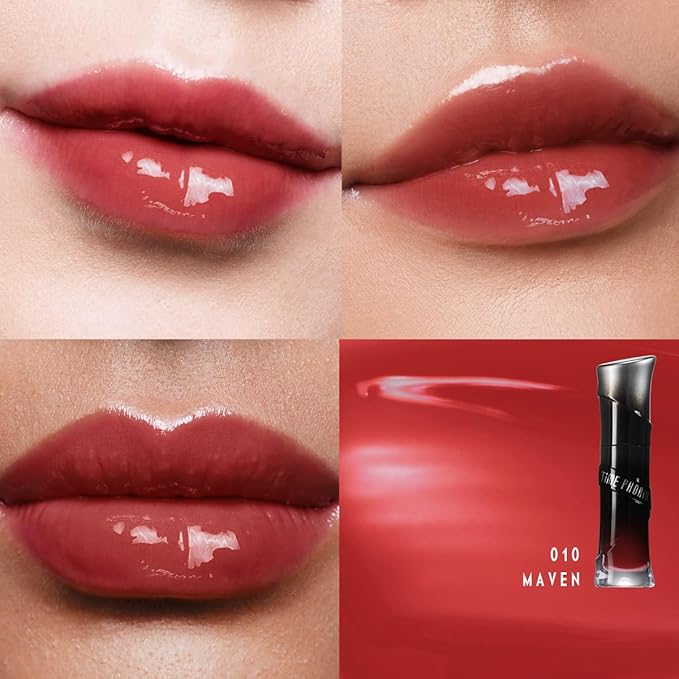 Lunara Frost 3D Lip Gloss, 010 Maven - Warm Red, High-Shine Glossy Finish, Juicy Pigment Lip Gloss with 3D Plumping Effect, 24H Hydration with Hyaluronic Acid, Non-Sticky Cushiony Gel