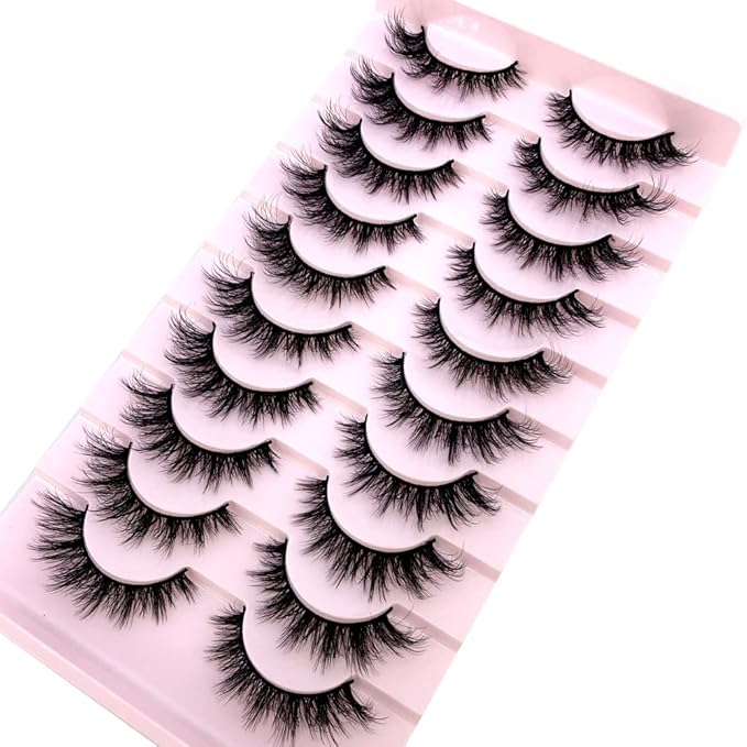 HBZGTLAD Soft Mink Eyelashes 3D Curl Winged End Eye Elongated Fake Lashes Thick Handmade Natural False Eyelash Messy Cross Lash Wholesale (FT-04)