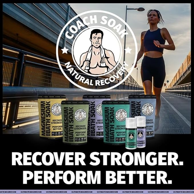 Coach Soak Recovery Bath Soak - Epsom Salts & Magnesium Flakes with Magnesium Chloride, Dead Sea Salt & Coconut Oil for Muscles - 9 lb (3 Pack) - Lavender